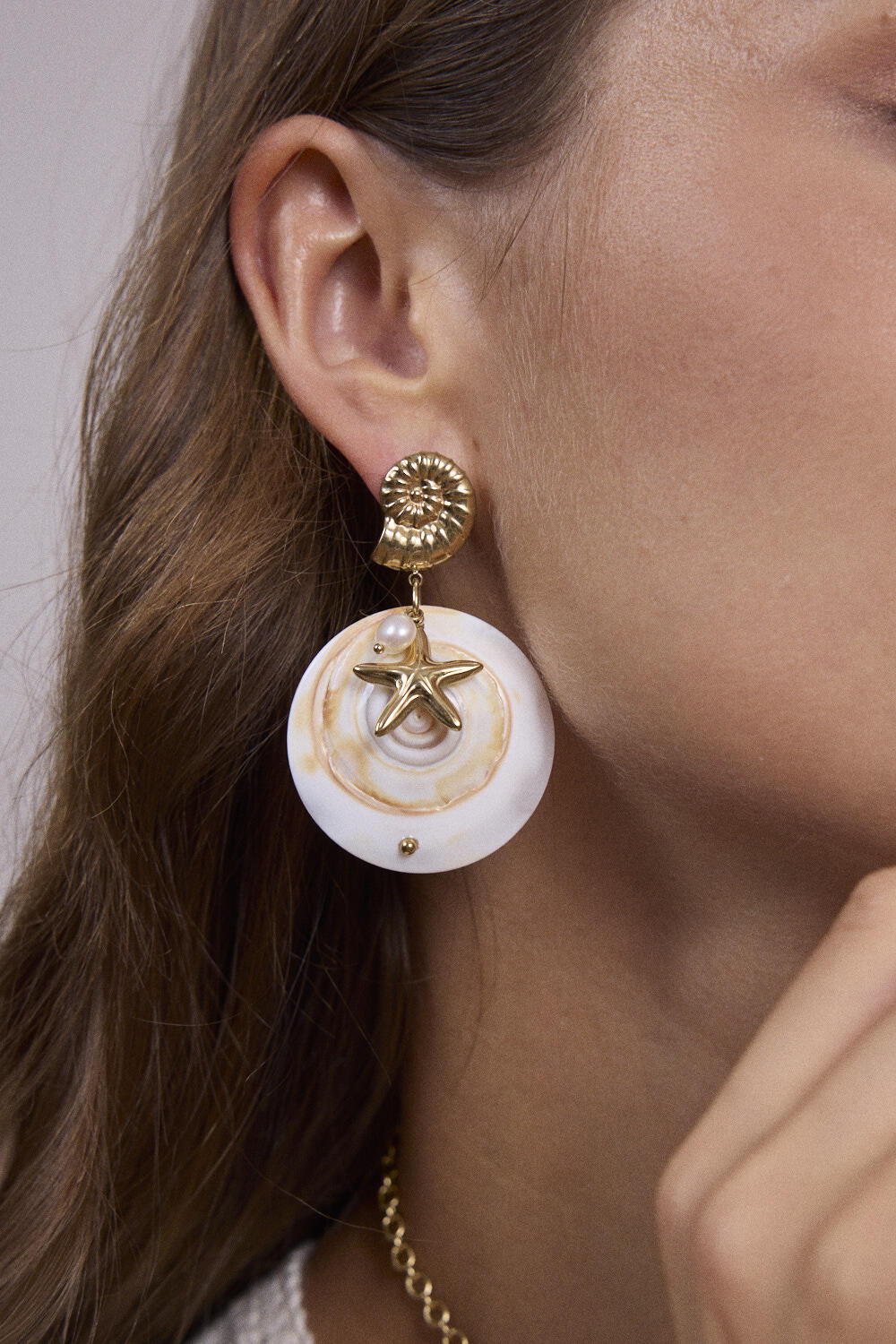 Wholesaler Bohm - Dangling earrings - shell, freshwater pearl, starfish, and natural shell