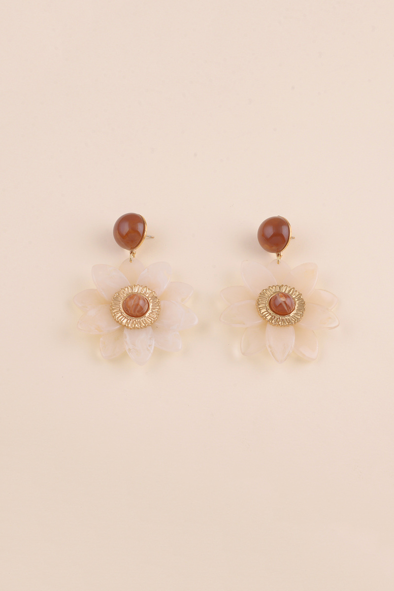 Mayorista Bohm - Pendientes colgantes - cabujón y flor de resina