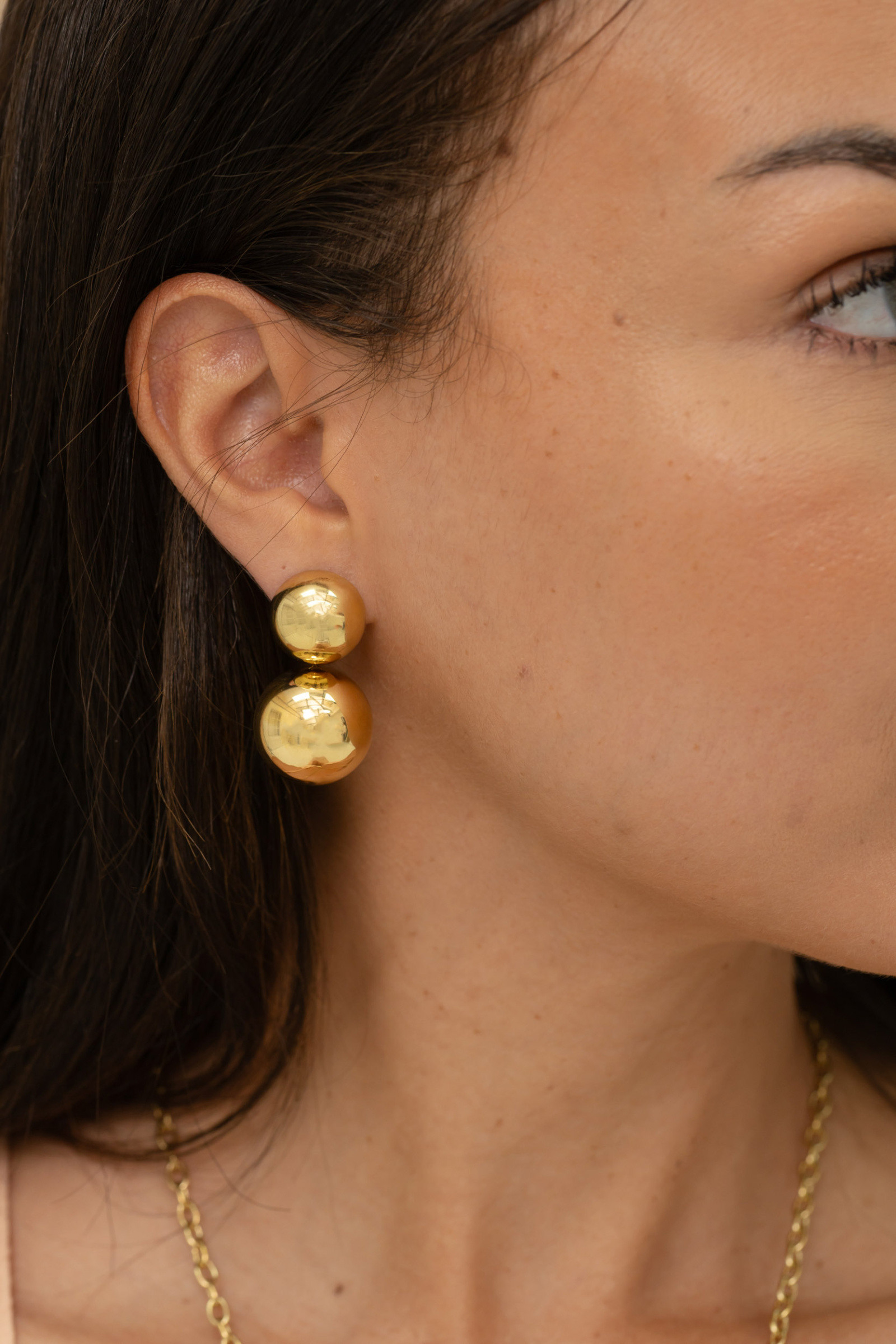 Grossiste Bohm - Boucles pendantes - demi boule et boule pendante lisse miroir