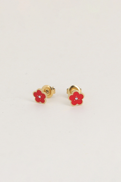 Mayorista Bohm - Pendientes de botón - flor plana esmaltada Mayorista Bohm - Pendientes de botón - flor plana esmaltada