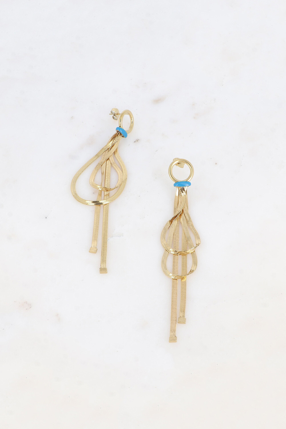 Grossiste Bohm - Boucles pendantes - anneau rond avec émail et mailles miroir pendantes