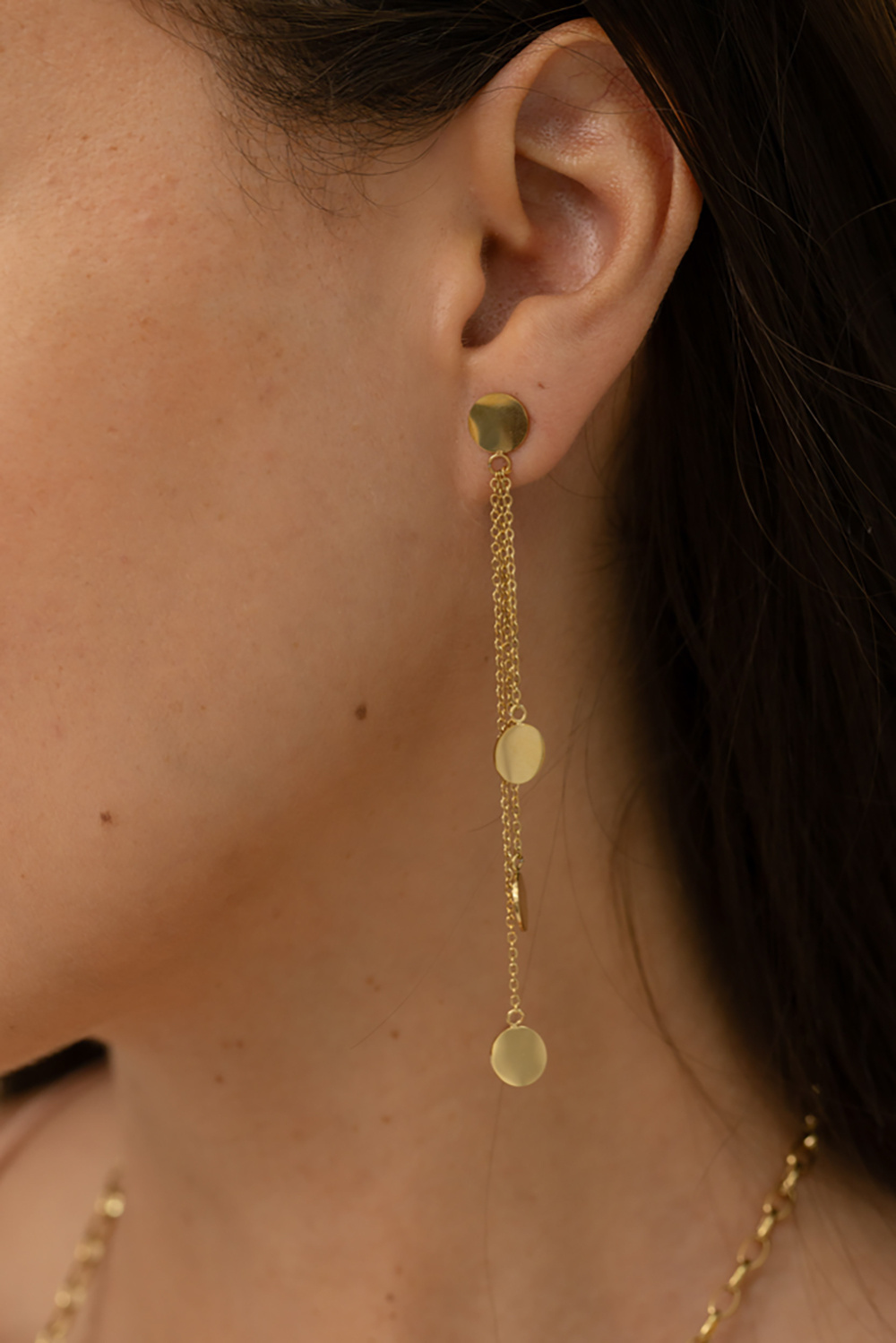 Grossiste Bohm - Boucles pendantes - chaînes et pastilles rondes