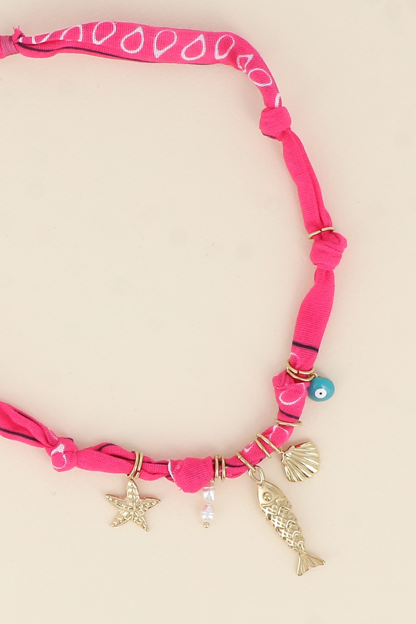 Wholesaler Bohm - Necklace - starfish, freshwater pearls, fish, shell, enameled eye