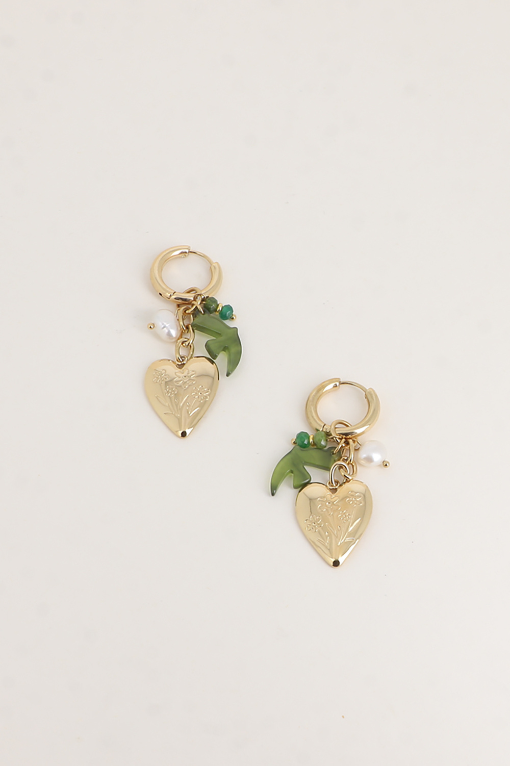 Wholesaler Bohm - Hoop Earrings - Heart, Freshwater Pearl, Resin Bird
