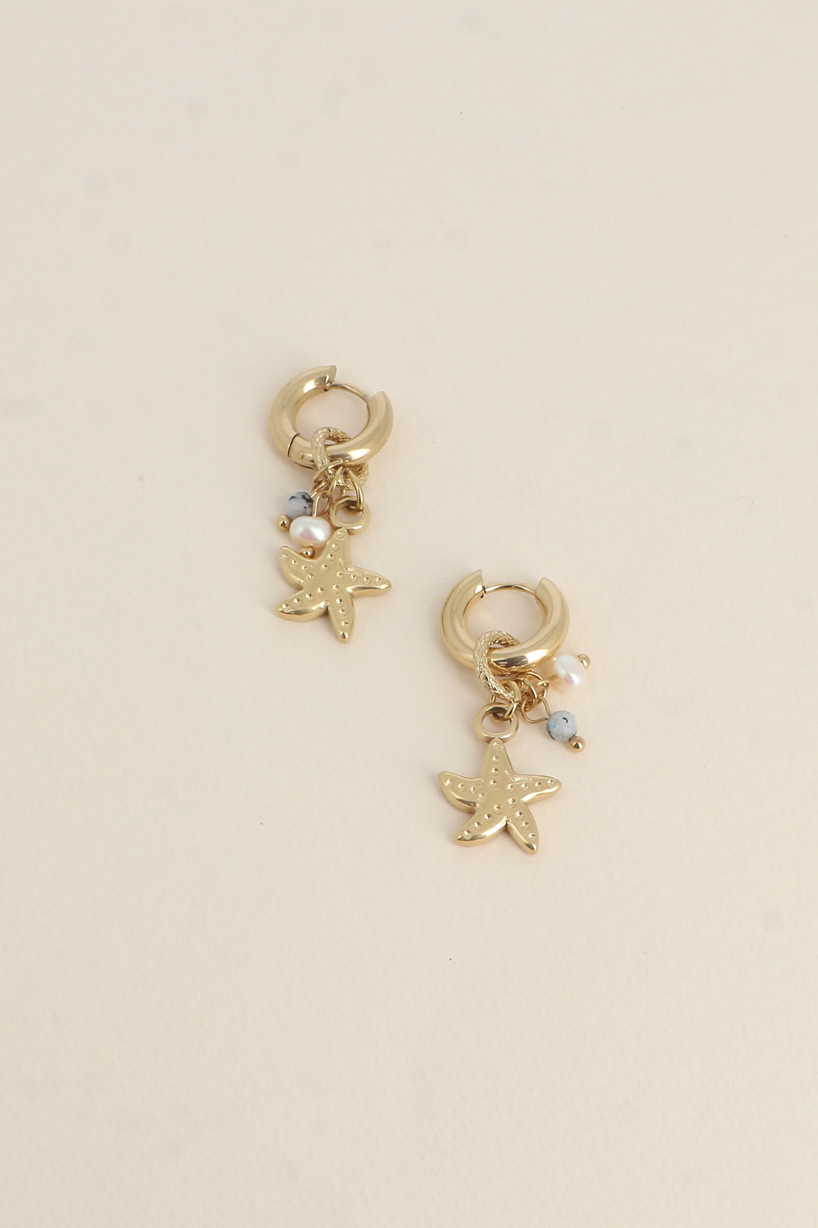Wholesaler Bohm - Creoles - Sea star, freshwater pearls and natural stone