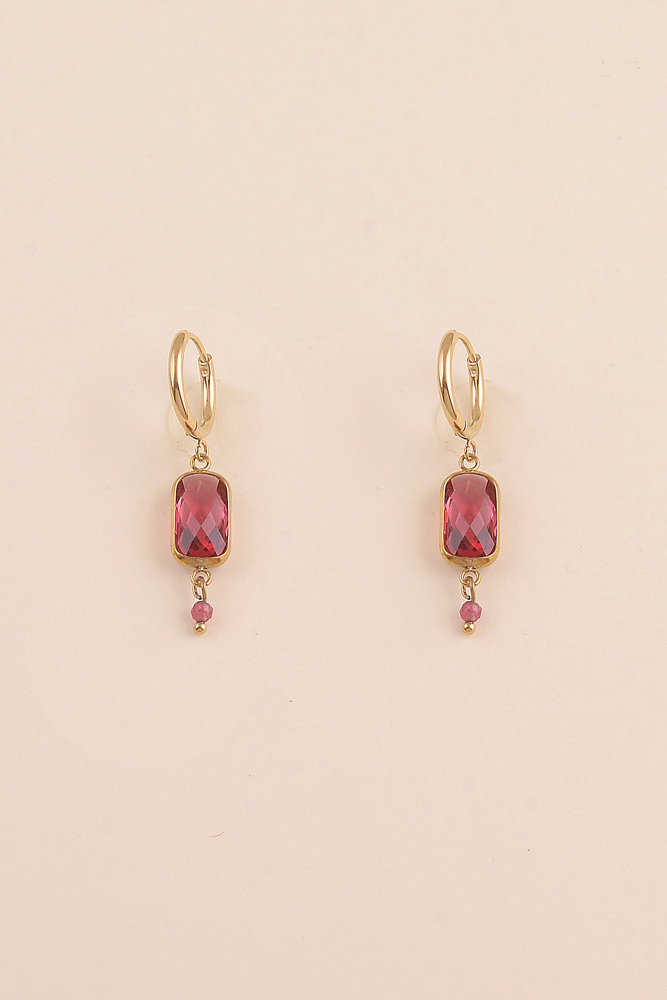 Mayorista Bohm - Aros - Cristal Rectangular y Piedra Natural