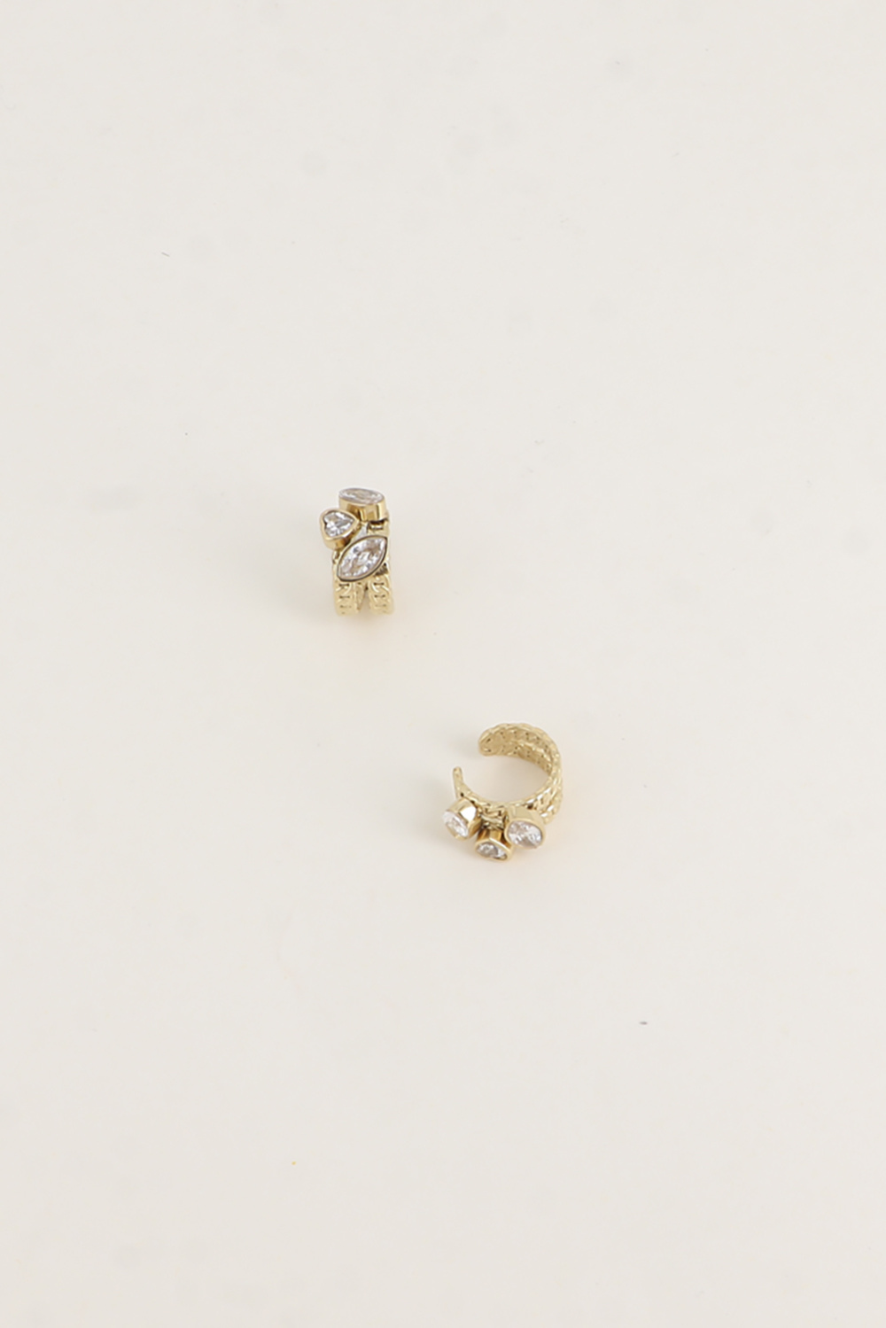 Mayorista Bohm - Earcuffs - 2 anillos de malla y 3 cristales