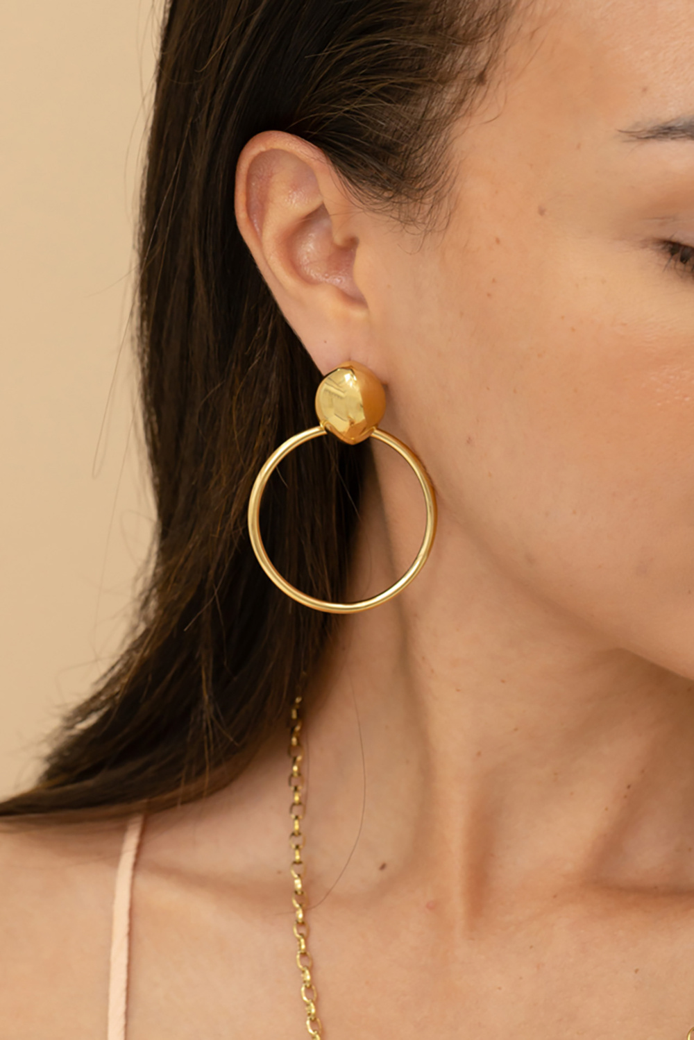 Grossiste Bohm - Boucles pendantes - pièce ovale bombée et anneau rond pendant