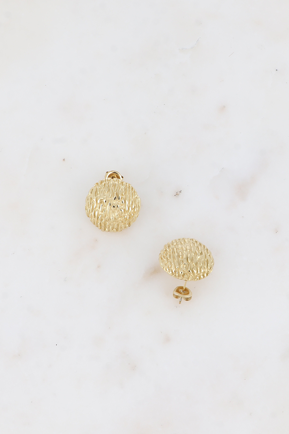Grossiste Bohm - Boucles puces - pièce ronde bombée texturée 20mm