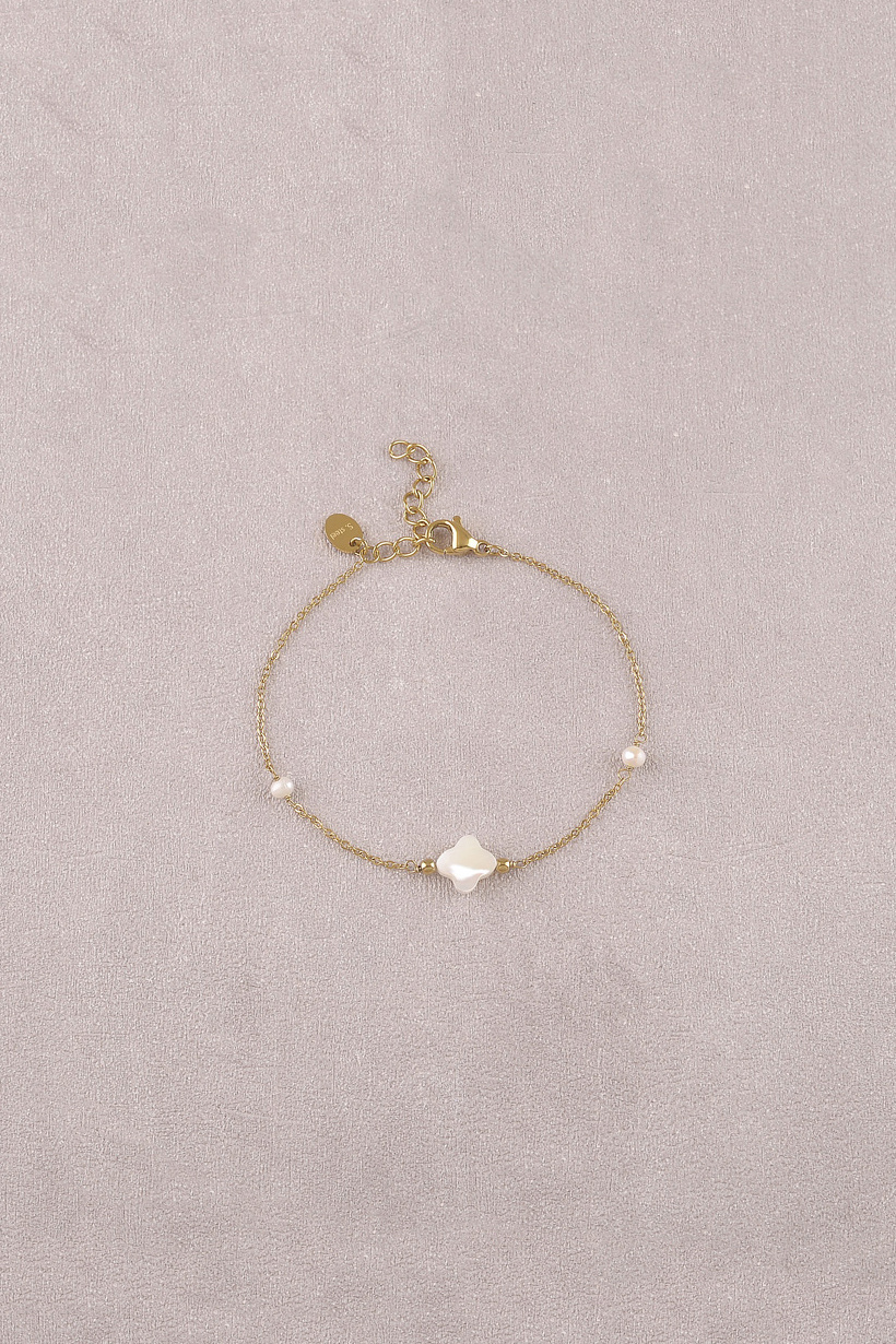 Mayorista Bohm - Pulsera - trébol de nácar y 2 perlas de agua dulce
