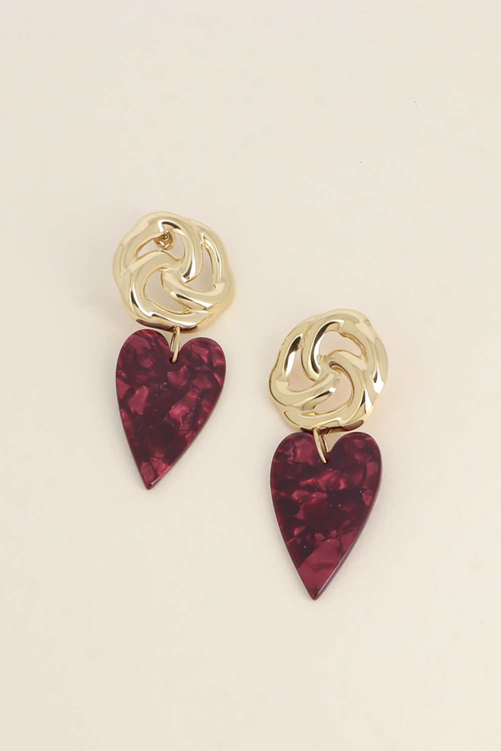 Mayorista Bohm - Pendientes colgantes - 2 piezas de resina, lazo y corazón 30 x 70 mm