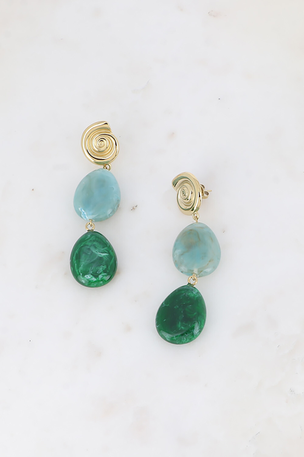 Wholesaler Bohm - Pendant curls - Snail shell with 2 acetate drops