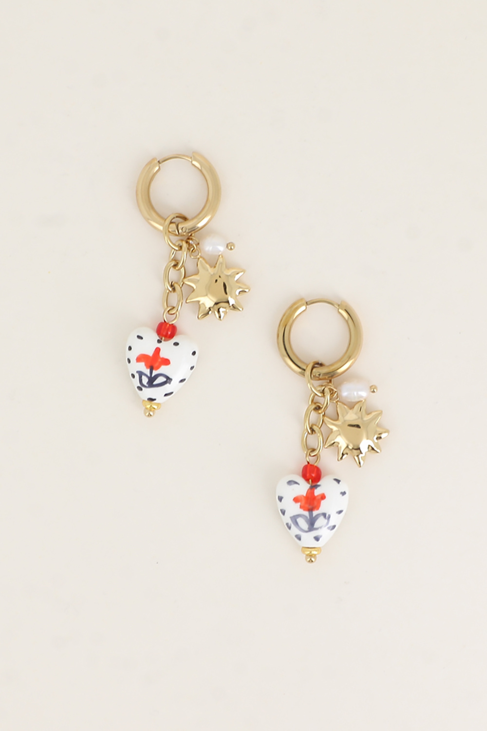 Wholesaler Bohm - Hoops - hearts, ceramic bead, enamel flower, sun, freshwater pearl