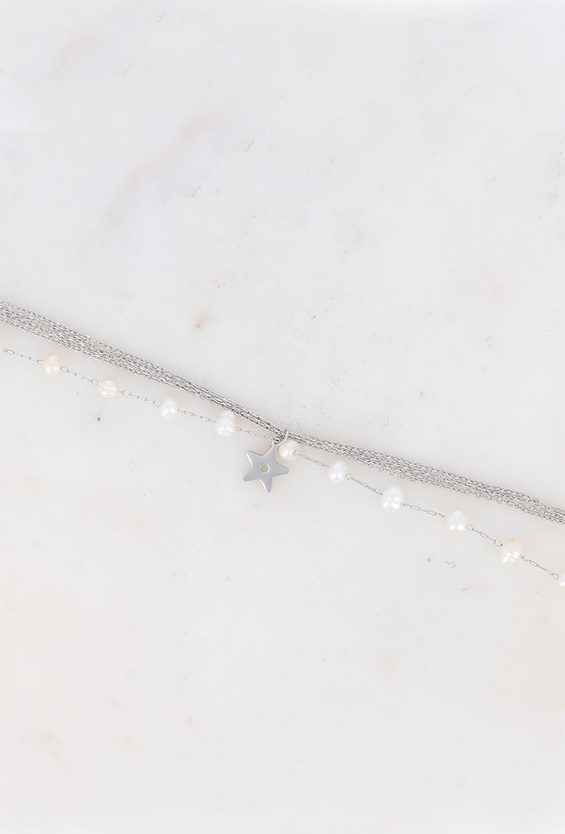 Großhändler Bohm - Maha-Armband – 5 Ketten und weiße Perlen