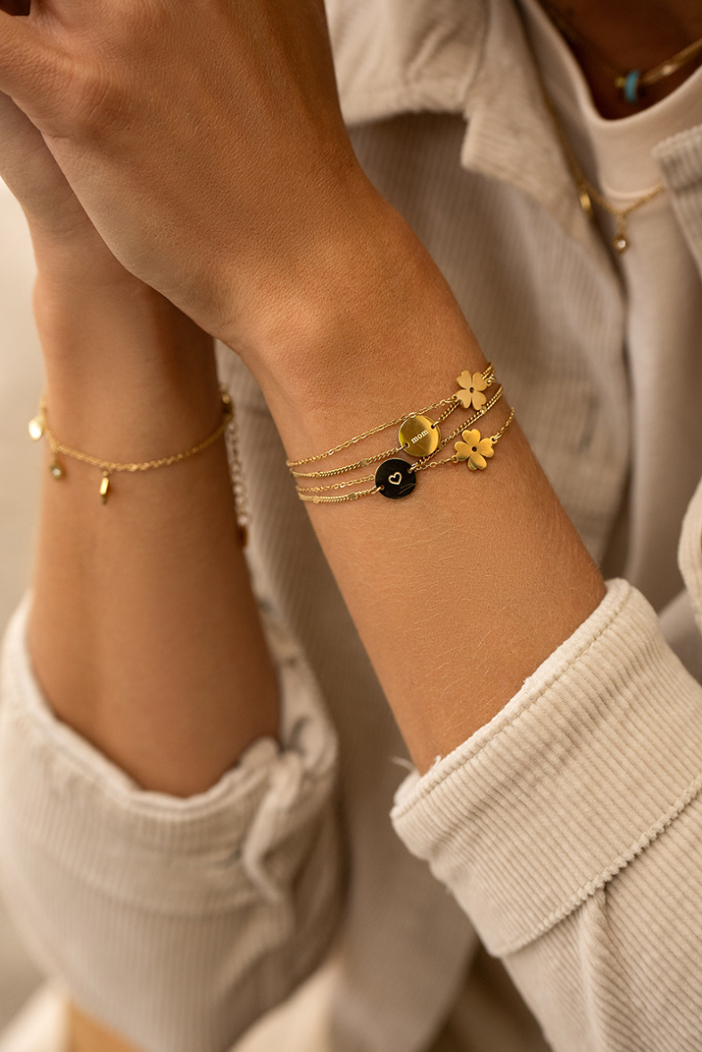 Großhändler Bohm - 2-reihiges Armband – Raute aus Herz und Kleeblatt