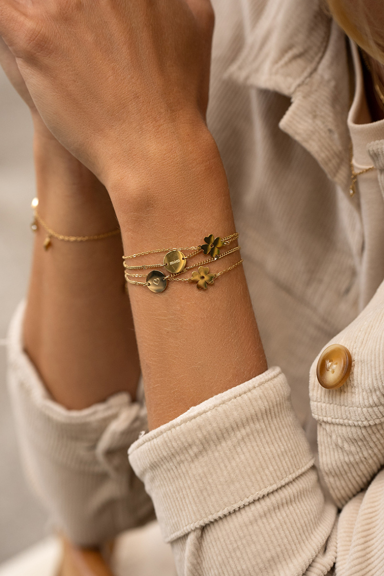 Großhändler Bohm - 2-reihiges Armband – Raute aus Herz und Kleeblatt