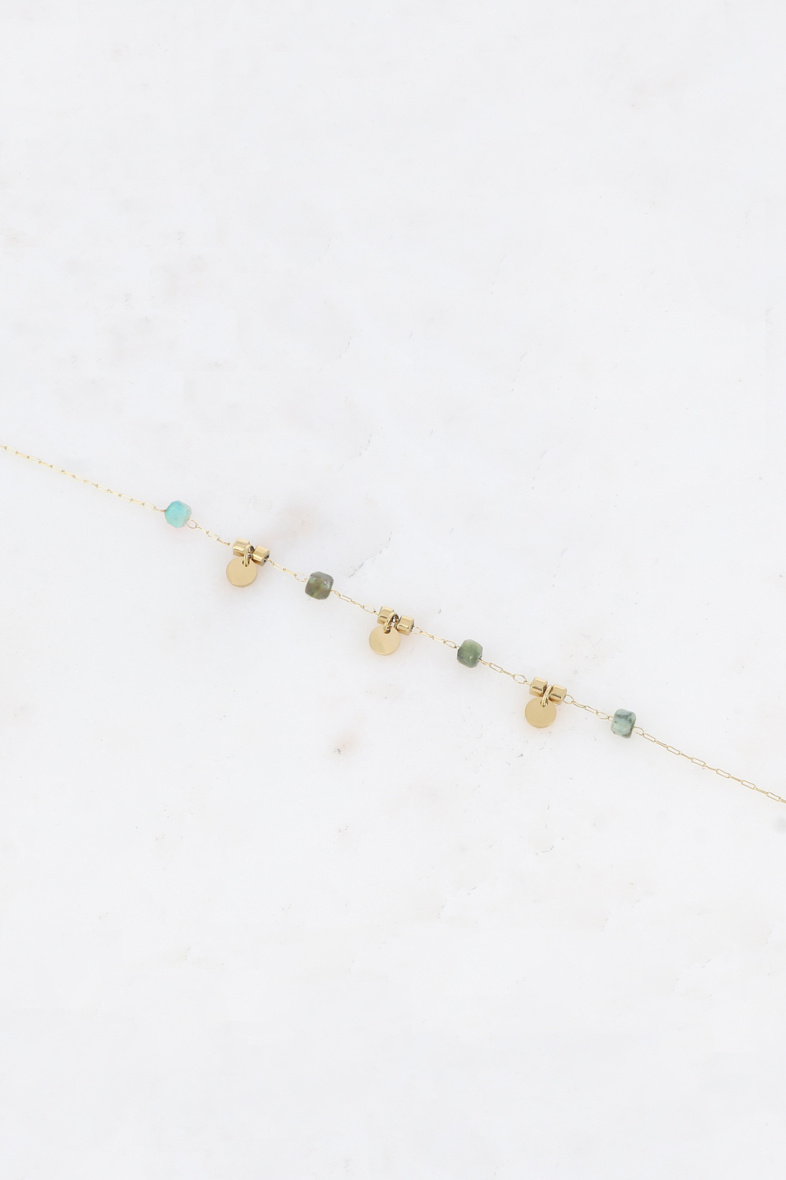 Feines Armband – runde Quasten, Natursteine - Celadon 1 - Miniaturansicht