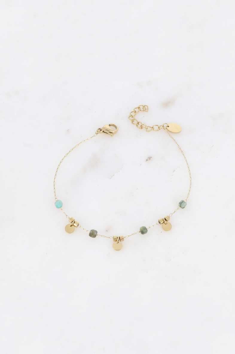 Feines Armband – runde Quasten, Natursteine - Celadon - 2 - Großformat