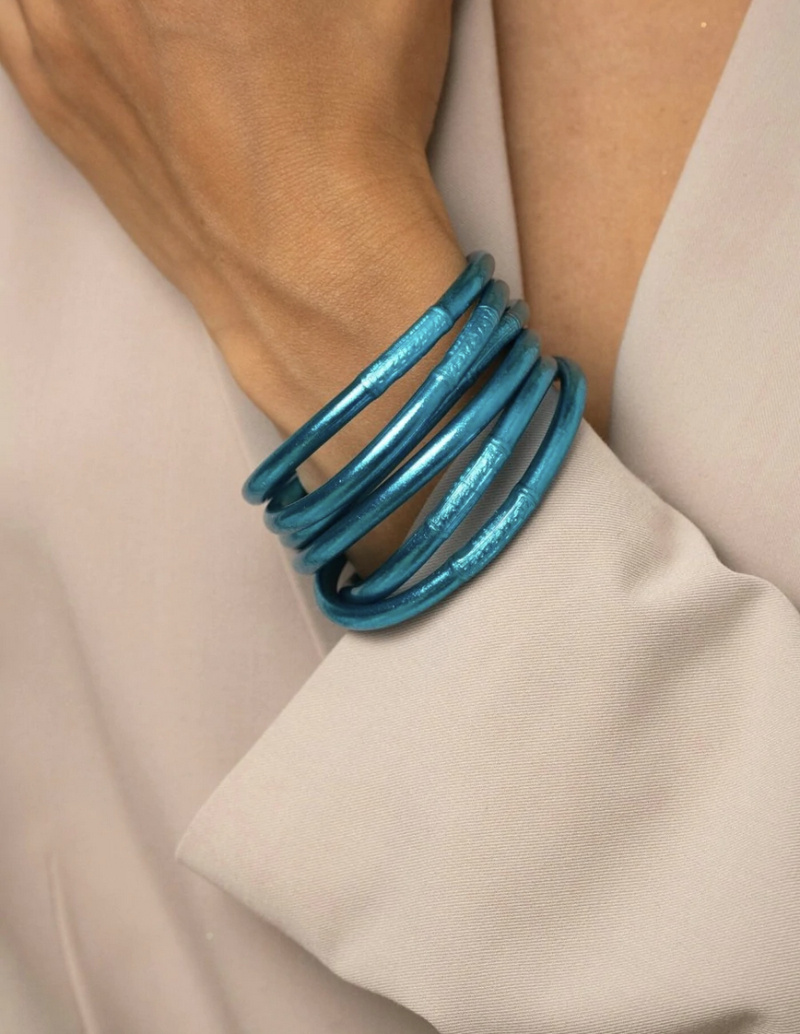 Grossista Bohm - Bracciale buddista blu spesso - Mantra in tailandese