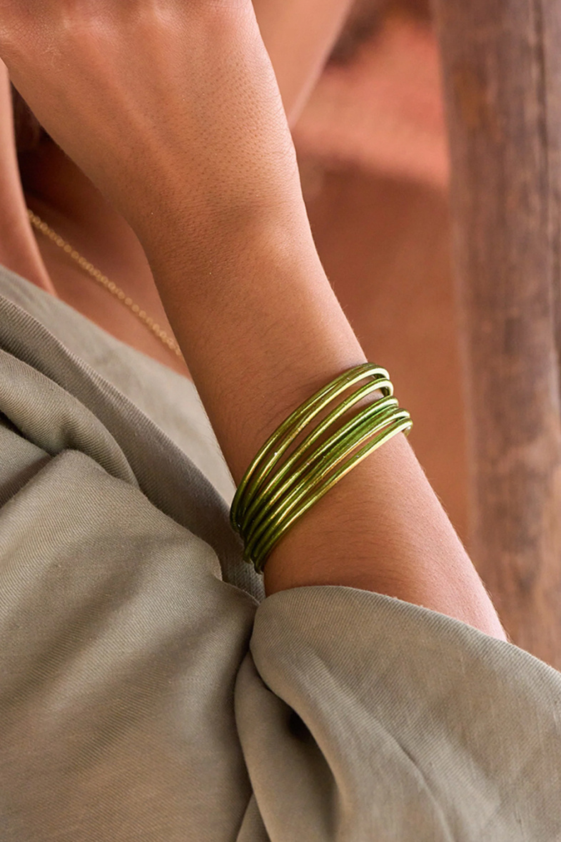 Grossista Bohm - Bracciale buddista verde oliva fine senza mantra