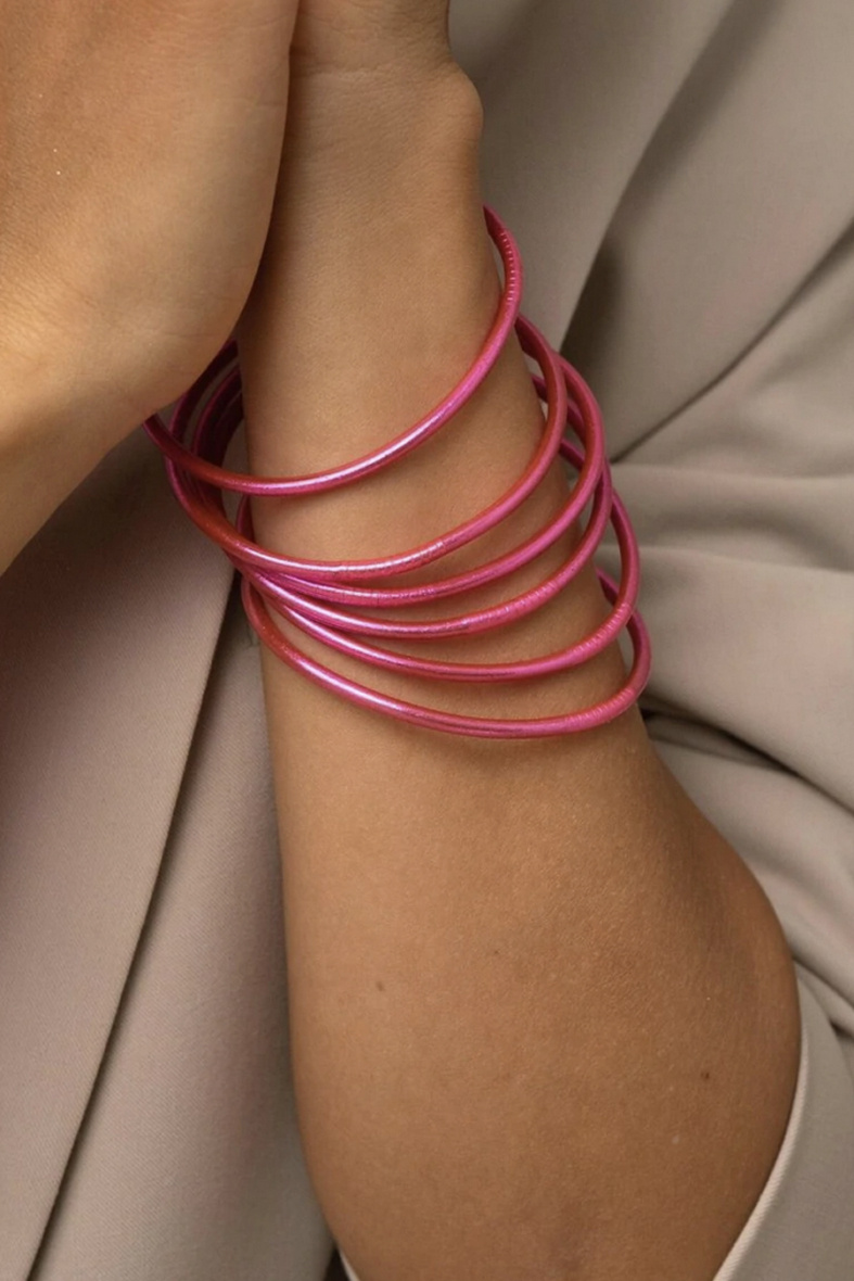 Grossista Bohm - Bracciale buddista fucsia fine senza mantra