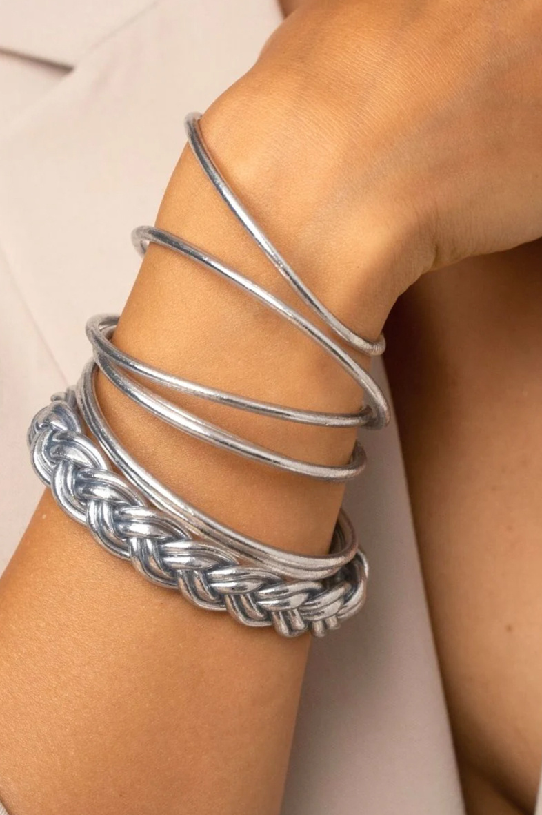 Grossista Bohm - Bracciale buddista doppio intrecciato d'argento