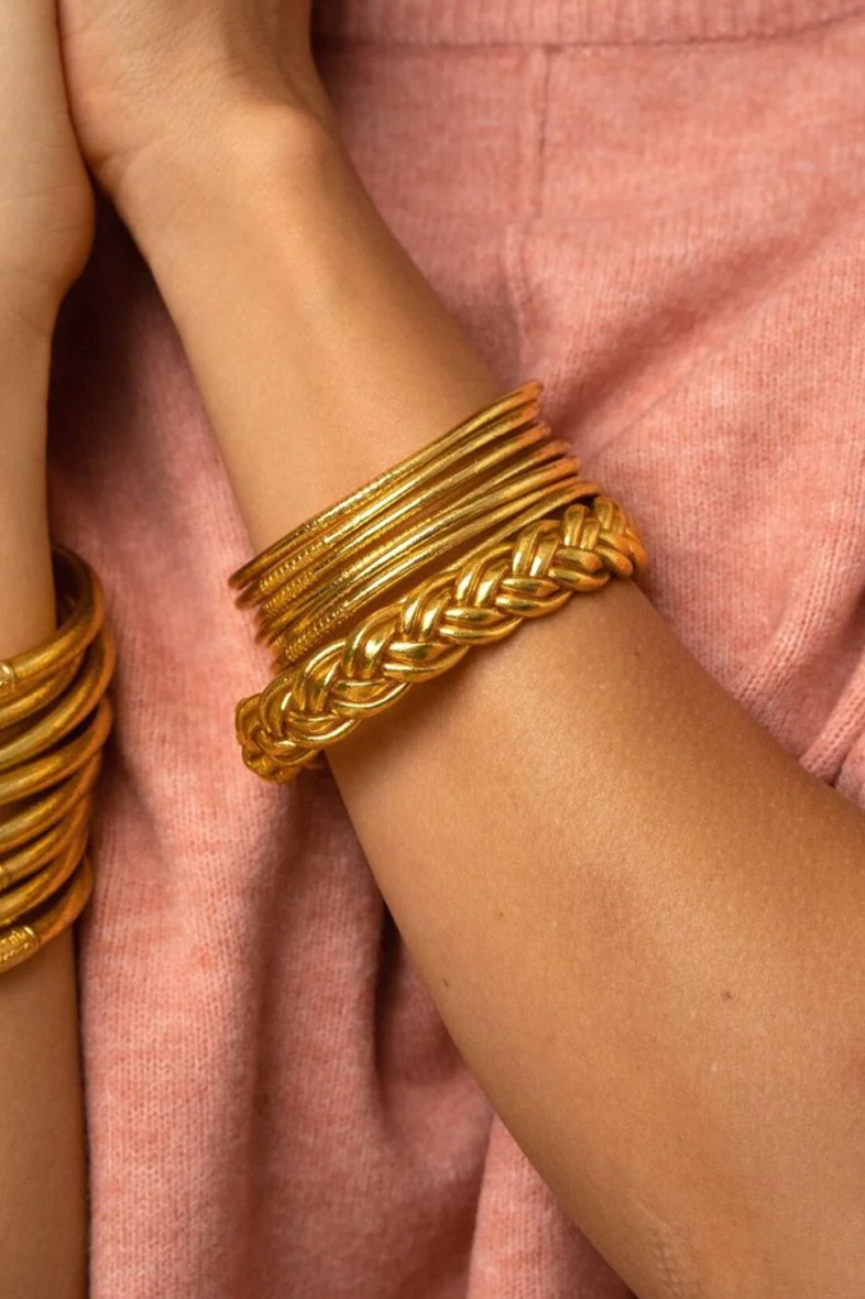 Grossista Bohm - Bracciale buddista dorato intrecciato due volte