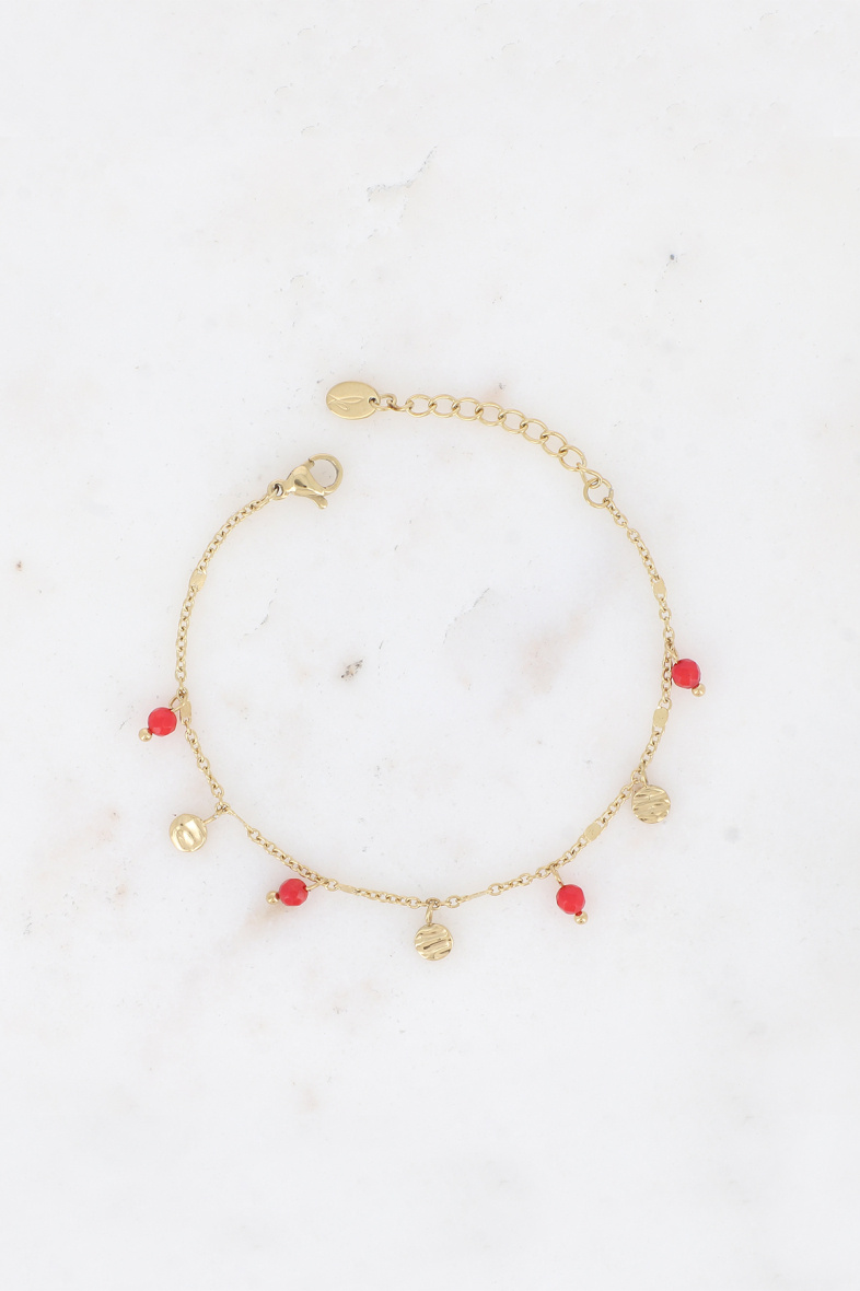 Mayorista Bohm - Pulsera Thaly - borlas redondas texturizadas y piedras naturales