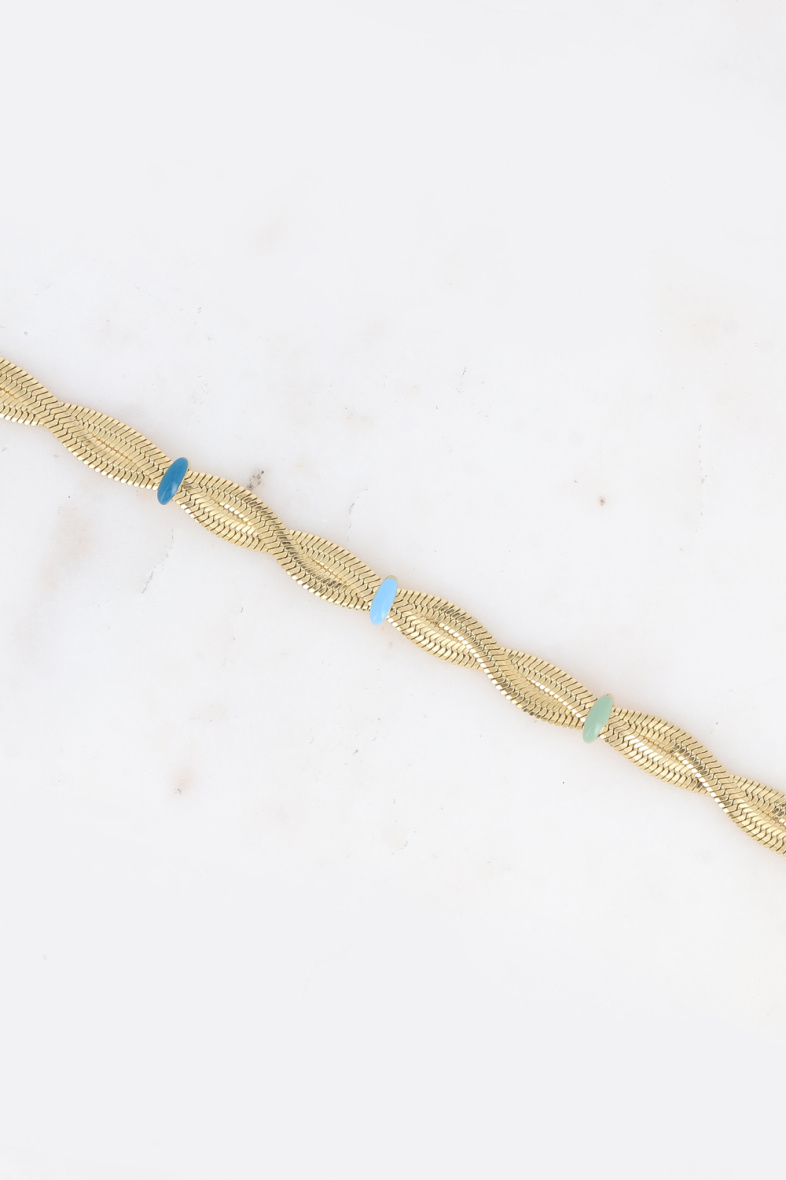 Grossiste Bohm - Bracelet - maille miroir effet entrelacé par des anneaux en émail