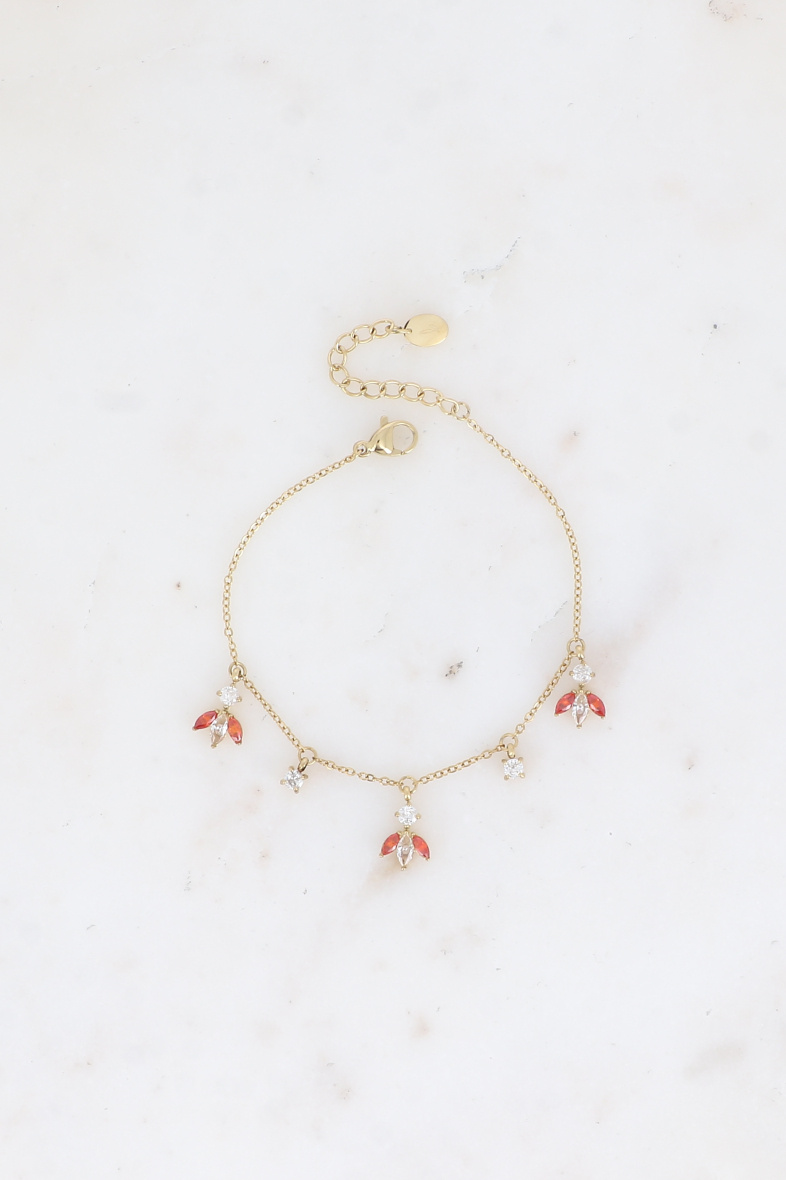 Grossiste Bohm - Bracelet - petites breloques en motif feuillage en oxydes de zirconium