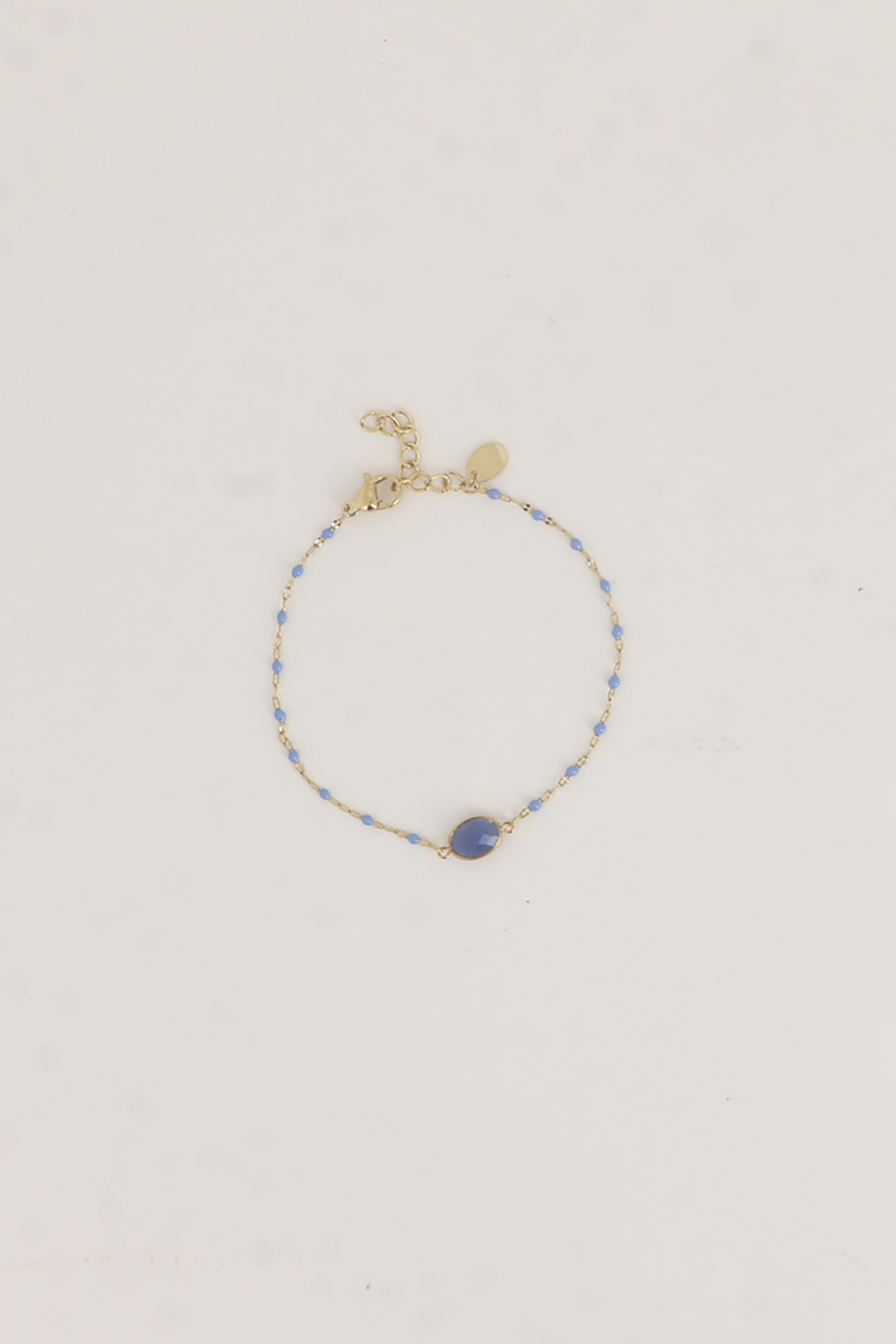 Mayorista Bohm - Pulsera Noelynn - cadena esmaltada, malla de granos de café, piedra natural ovalada
