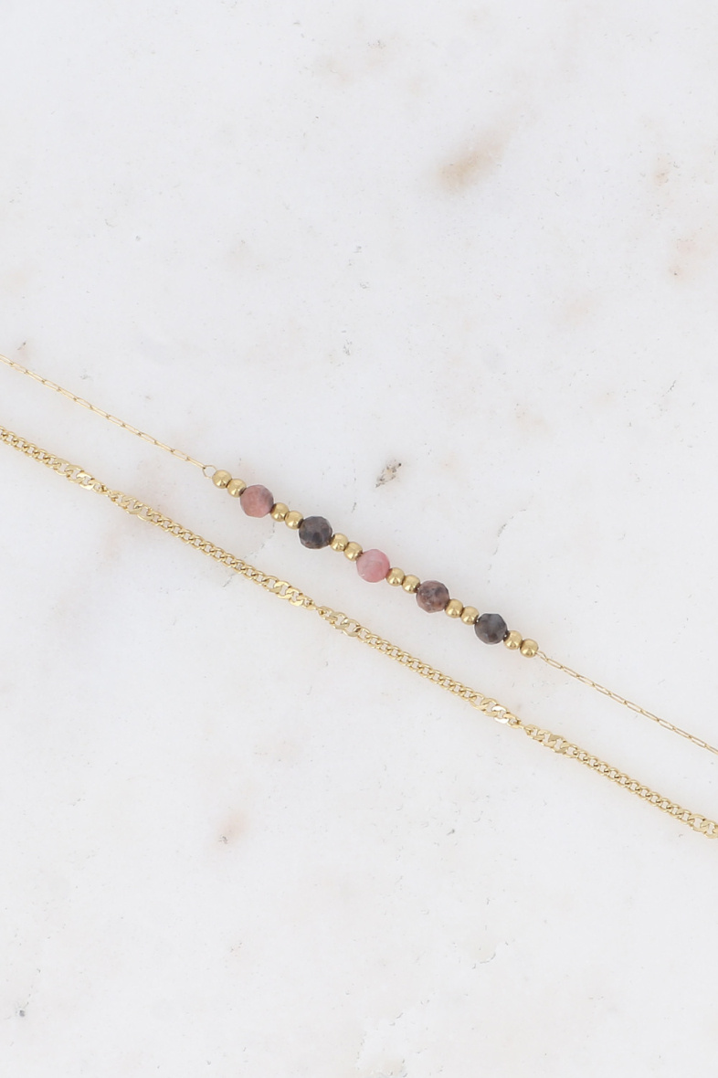 Grossiste Bohm - Bracelet Maximilien -  2 rangs avec pierres naturelles