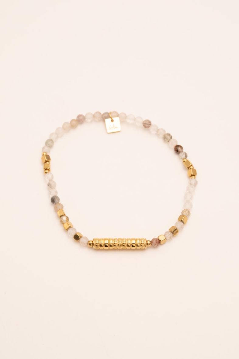 Mayorista Bohm - Pulsera Renay - cilindro elástico, acanalado y piedras naturales