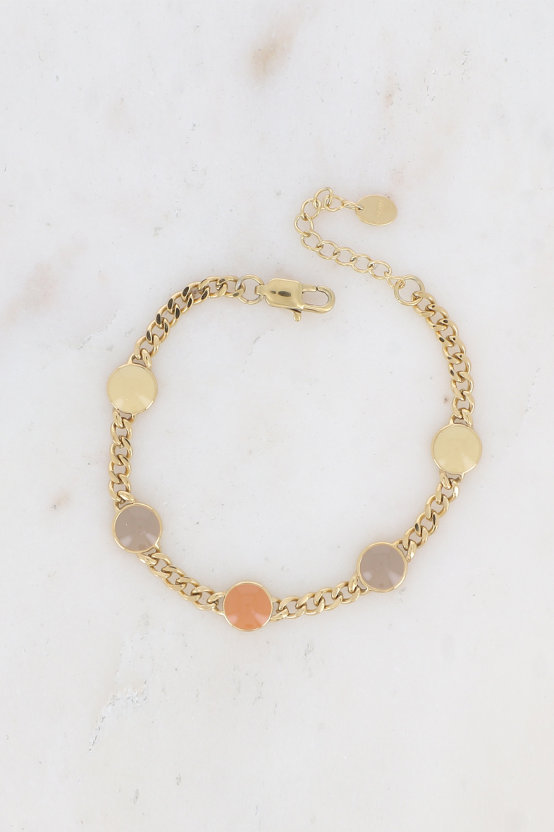 Mayorista Bohm - Pulsera - cadena de acero inoxidable y círculos esmaltados
