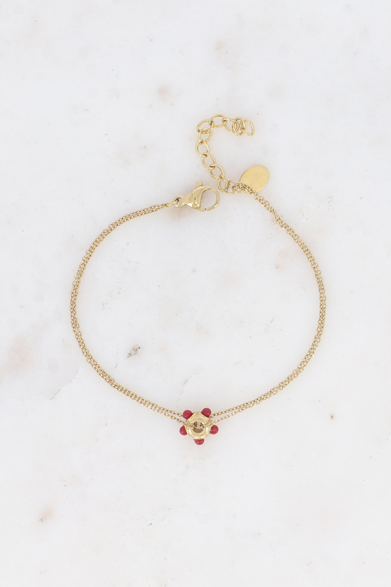 Mayorista Bohm - Pulsera - colgante mini arandela y bolas de piedra natural