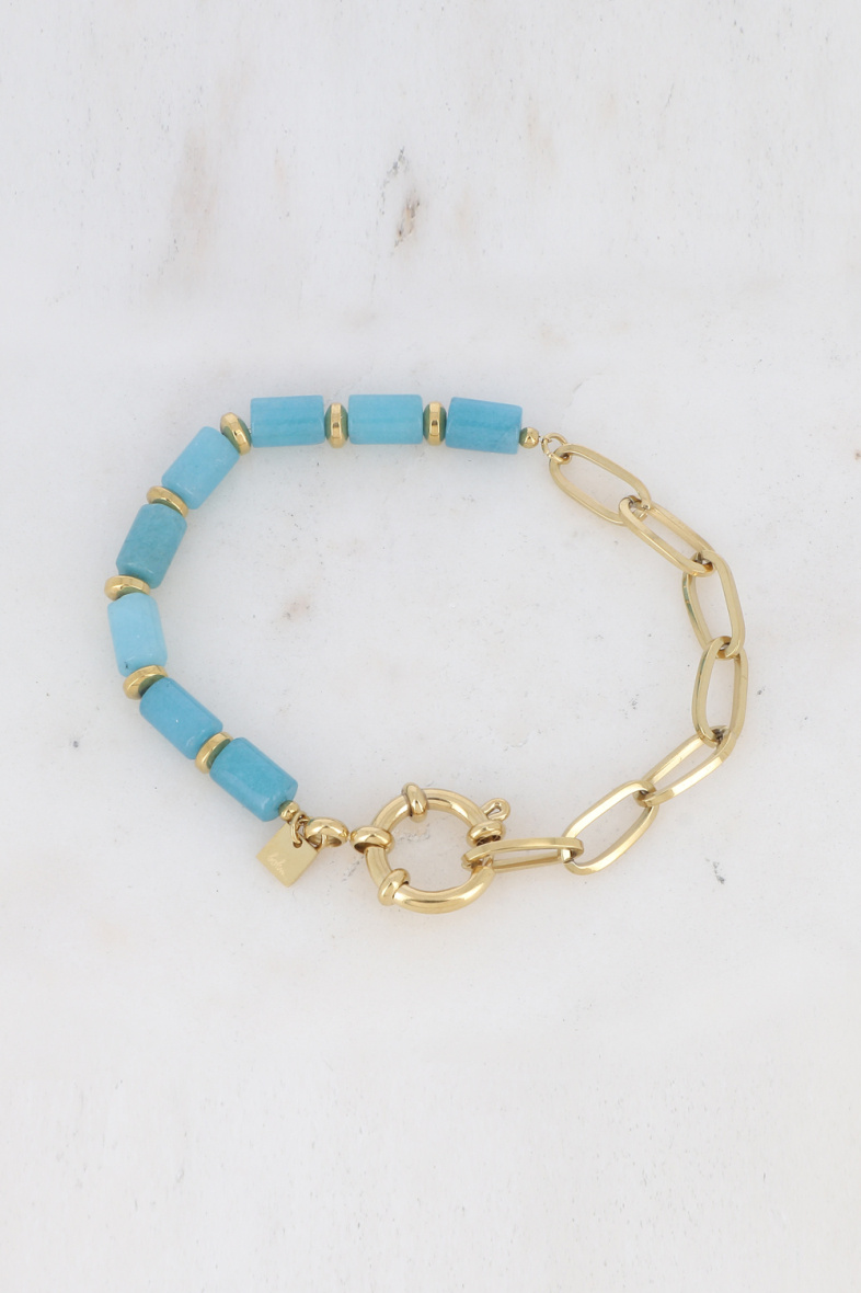 Grossista Bohm - Bracciale - maglia in acciaio inossidabile e perla in pietra naturale