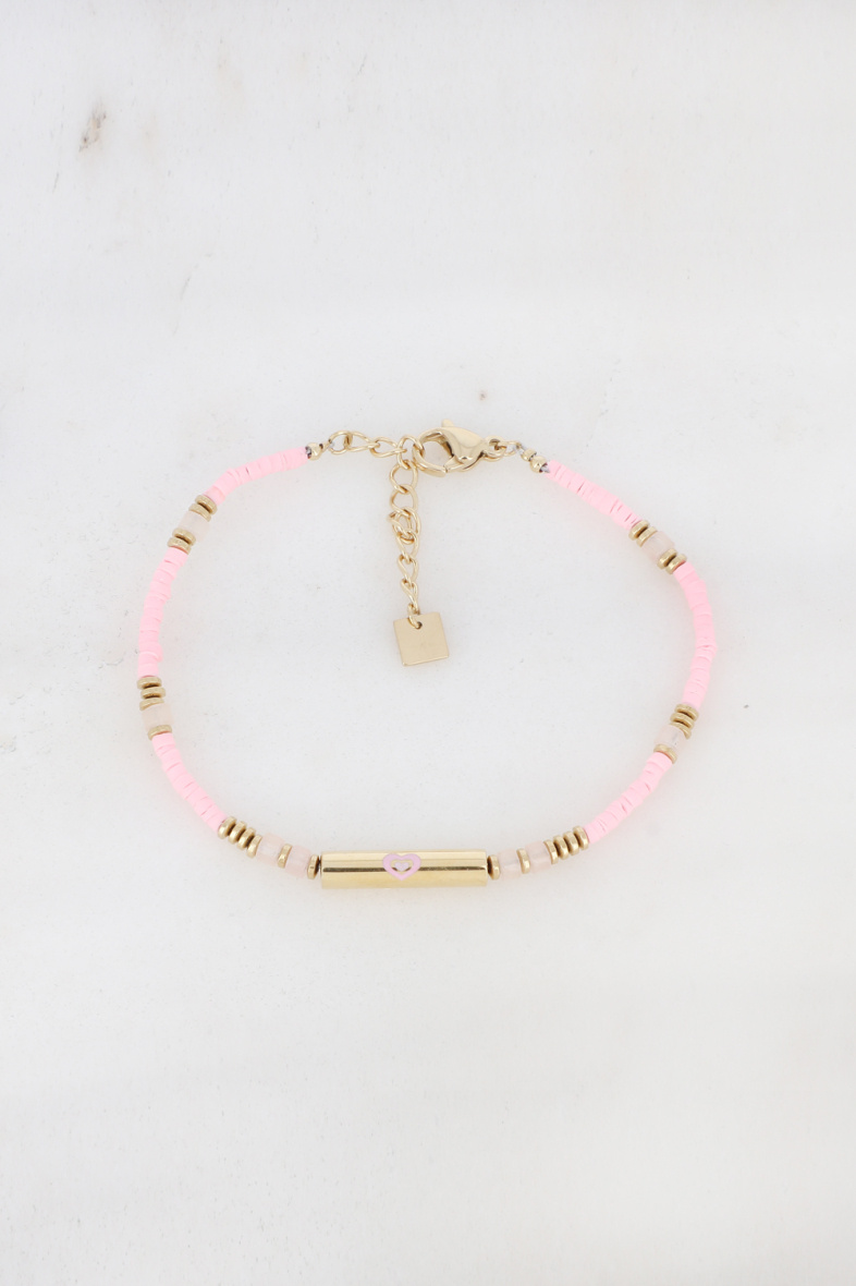 Mayorista Bohm - Pulsera - cuenta cilíndrica y forma (corazón, trébol, ojo) en esmalte
