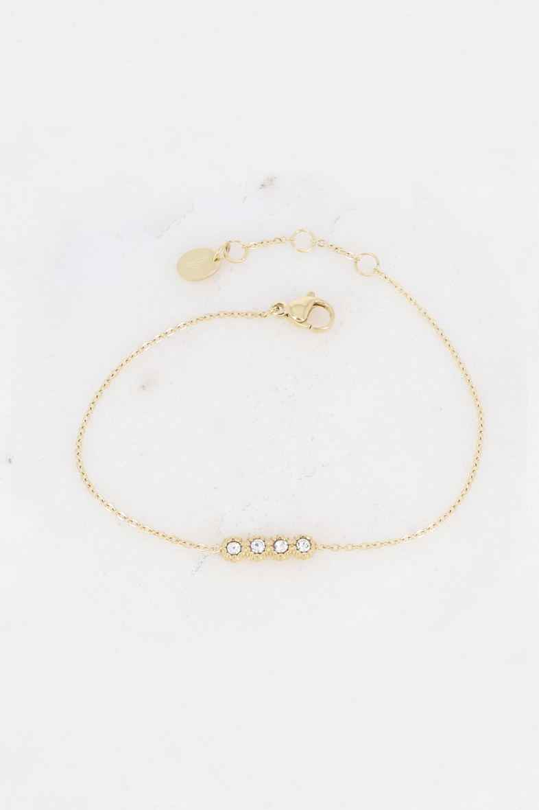 Großhändler Bohm - Bandi-Armband – Edelstahl mit 4 Zirkonoxiden