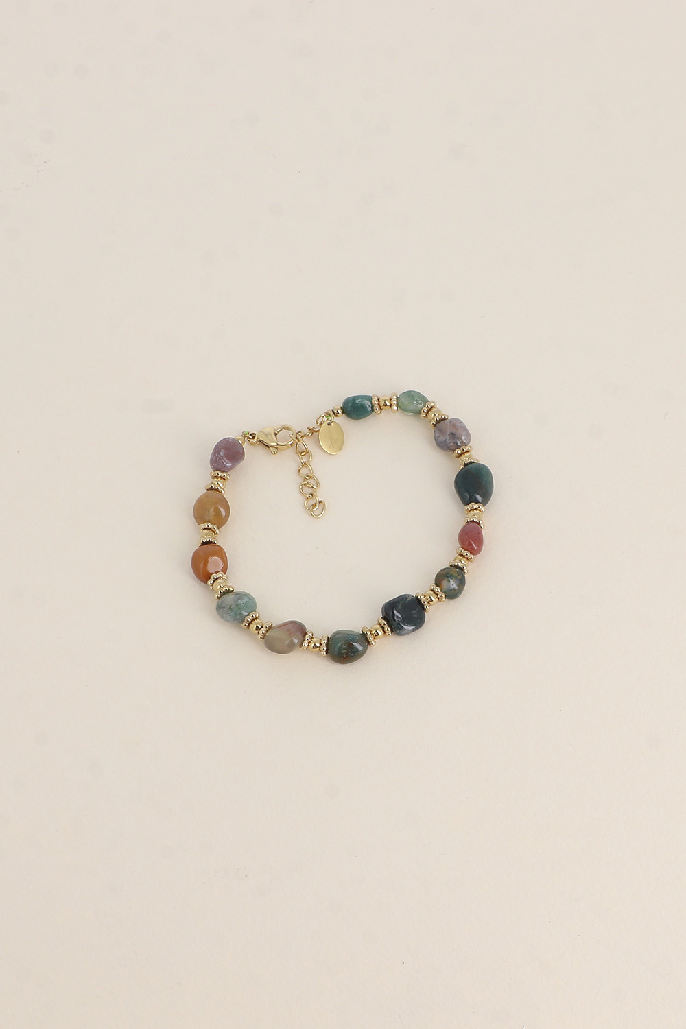 Grossiste Bohm - Bracelet sur câble - perles en acier et pierres naturelles