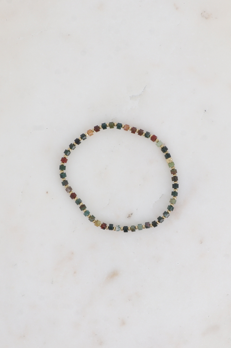 Wholesaler Bohm - Elastic bracelet - semi precious stone washers and round steel beads