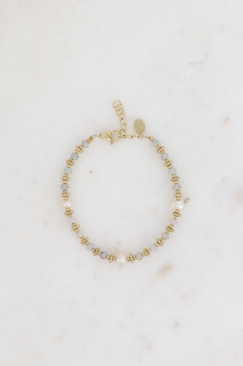 Grossiste Bohm - Bracelet Suzie - perles en acier, perles d'eau douce et pierres naturelles