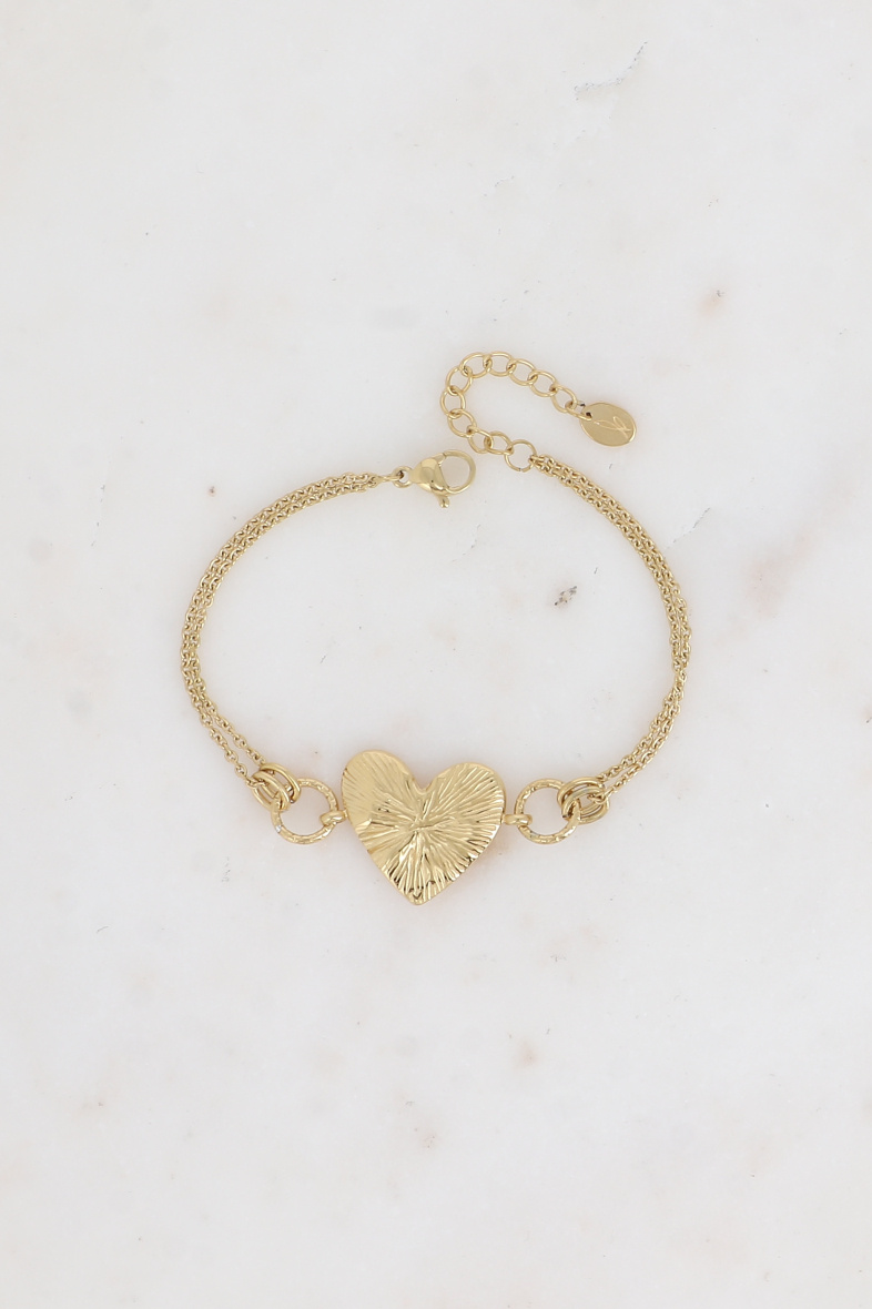 Grossiste Bohm - Bracelet - gros coeur aux lignes gravées