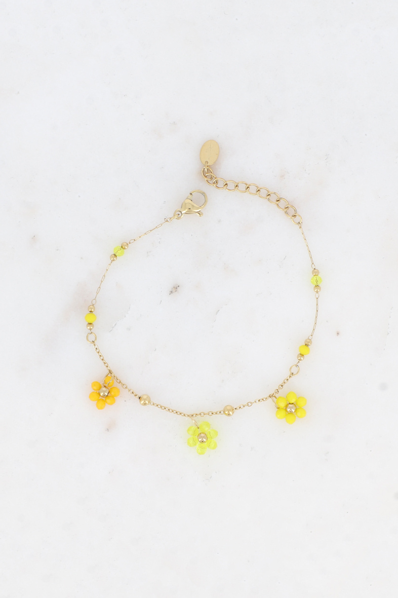 Grossiste Bohm - Bracelet - 3 fleurs perlées
