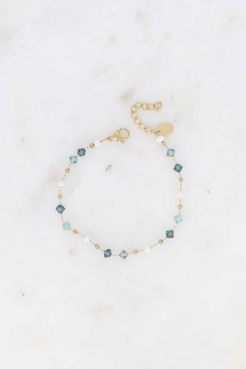 Mayorista Bohm - Pulsera - cadena fina, cristales superiores y perlas de agua dulce