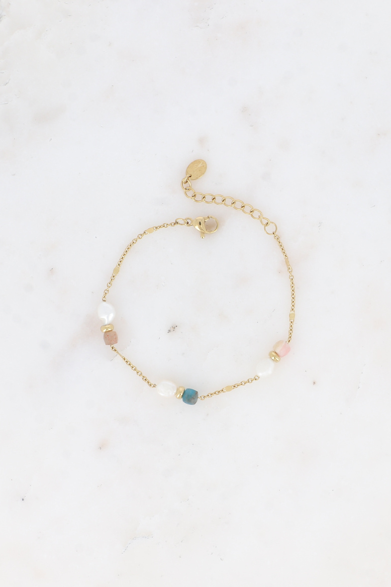 Grossiste Bohm - Bracelet - maille forçat, perles d'eau douce et pierres naturelles