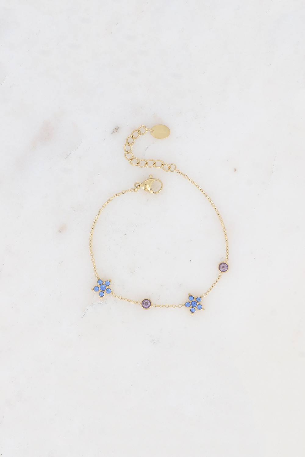 Grossiste Bohm - Bracelet - 4 fleurs et oxydes de zirconium
