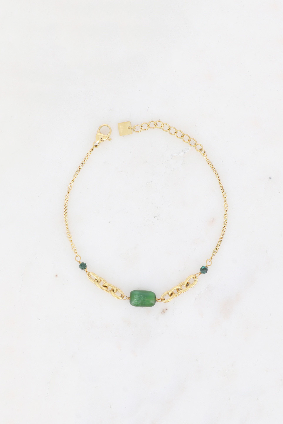 Grossiste Bohm - Bracelet - maille striée et pierres naturelles
