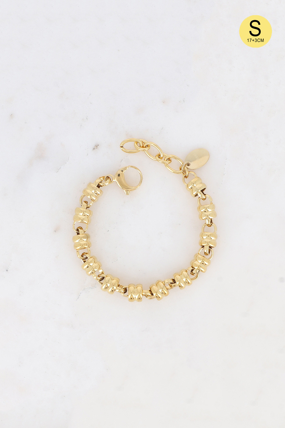 Wholesaler Bohm - UNISEX bracelet - double ring and through round mesh 20 cm