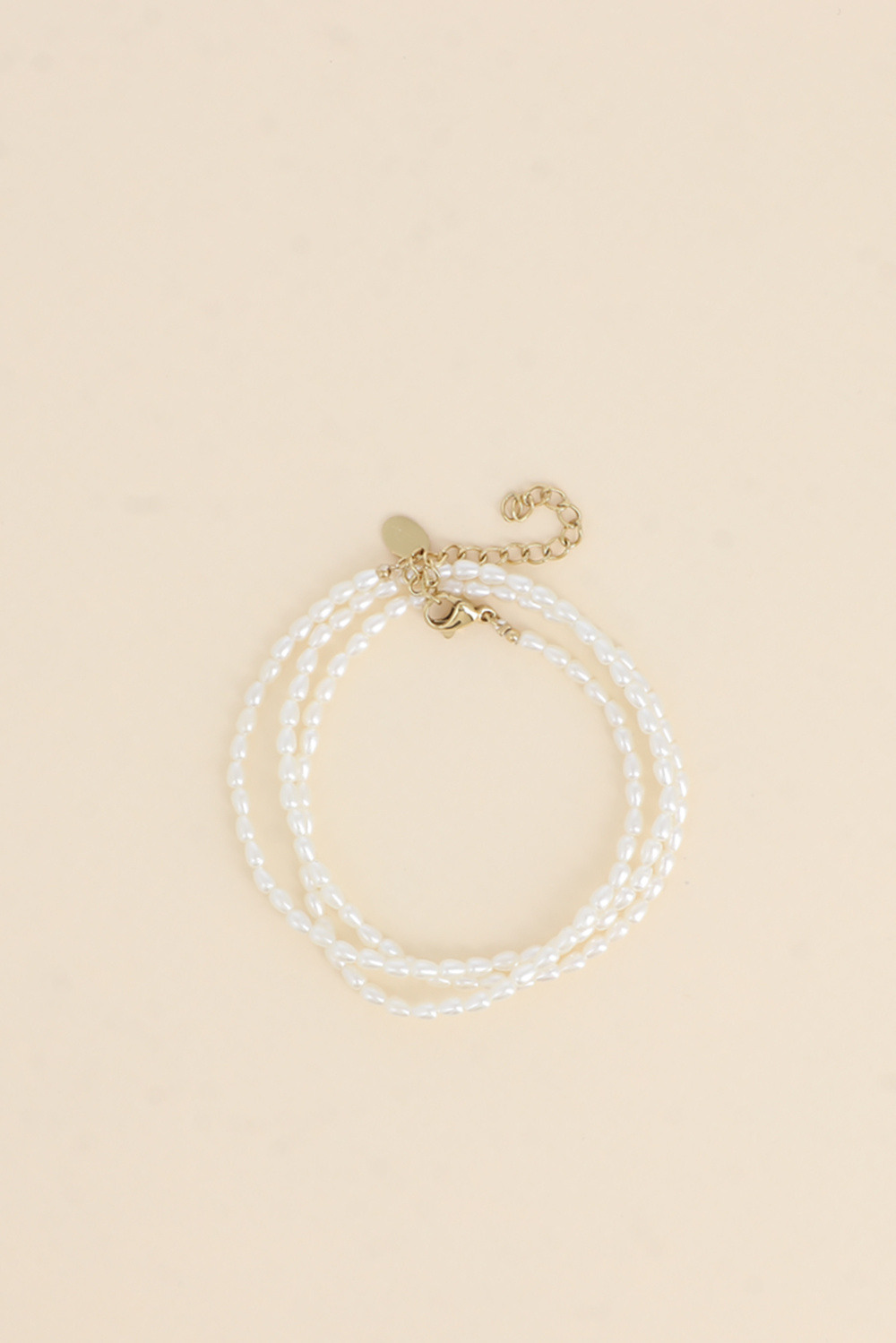 Grossiste Bohm - Bracelet 3 tours / Collier Hanae - perles de résine blanche ovales