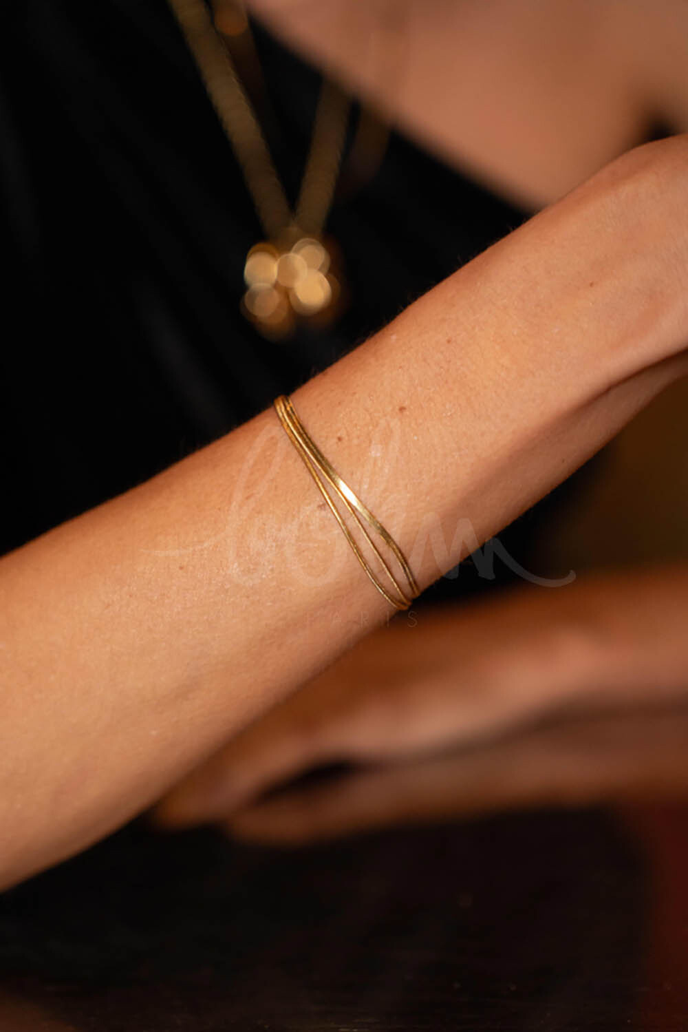 Mayorista Bohm - Pulsera Amal de 3 hileras: 2 eslabones de serpiente y un eslabón de espejo